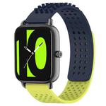 For Xiaomi Haylou RS4 LS12 22mm Holes Breathable 3D Dots Silicone Watch Band(Midnight Blue+Lime Green)