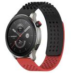 For Amazfit GTR 4 22mm Holes Breathable 3D Dots Silicone Watch Band(Black+Red)