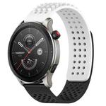 For Amazfit GTR 4 Pro 22mm Holes Breathable 3D Dots Silicone Watch Band(White+Black)