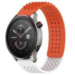 For Amazfit GTR 4 Pro 22mm Holes Breathable 3D Dots Silicone Watch Band(Orange+White)