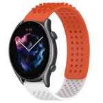 For Amazfit GTR 3 22mm Holes Breathable 3D Dots Silicone Watch Band(Orange+White)