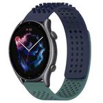 For Amazfit GTR 3 22mm Holes Breathable 3D Dots Silicone Watch Band(Midnight Blue+ Olive Green)