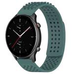 For Amazfit GTR 2e 22mm Holes Breathable 3D Dots Silicone Watch Band(Olive Green)