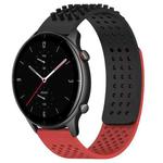 For Amazfit GTR 2e 22mm Holes Breathable 3D Dots Silicone Watch Band(Black+Red)