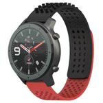 For Amazfit GTR 47mm 22mm Holes Breathable 3D Dots Silicone Watch Band(Black+Red)