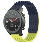 For Amazfit GTR 47mm 22mm Holes Breathable 3D Dots Silicone Watch Band(Midnight Blue+ Lime Green)