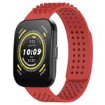 For Amazfit Bip 5 22mm Holes Breathable 3D Dots Silicone Watch Band(Red)