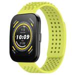 For Amazfit Bip 5 22mm Holes Breathable 3D Dots Silicone Watch Band(Lime Green)