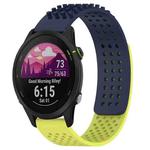 For Garmin Forerunner 255 Music 22mm Holes Breathable 3D Dots Silicone Watch Band(Midnight Blue+Lime Green)