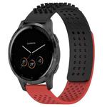 For Garmin Vivoactive 4 22mm Holes Breathable 3D Dots Silicone Watch Band(Black+Red)