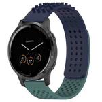 For Garmin Vivoactive 4 22mm Holes Breathable 3D Dots Silicone Watch Band(Midnight Blue+Olive Green)
