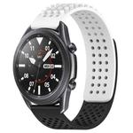 For Samsung Galaxy Watch3 45mm 22mm Holes Breathable 3D Dots Silicone Watch Band(White+Black)