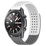 For Samsung Galaxy Watch3 45mm 22mm Holes Breathable 3D Dots Silicone Watch Band(White+Grey)