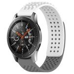 For Samsung Galaxy Watch 46mm 22mm Holes Breathable 3D Dots Silicone Watch Band(White+Grey)