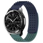 For Samsung Gear S3 Frontier 22mm Holes Breathable 3D Dots Silicone Watch Band(Midnight Blue+Olive Green)