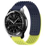 For Samsung Gear S3 Frontier 22mm Holes Breathable 3D Dots Silicone Watch Band(Midnight Blue+Lime Green)