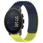 For  SUUNTO 9 Peak 22mm Holes Breathable 3D Dots Silicone Watch Band(Midnight Blue+Lime Green)