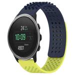 For SUUNTO 5 Peak 22mm Holes Breathable 3D Dots Silicone Watch Band(Midnight Blue+Lime Green)
