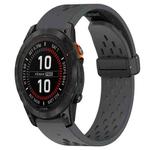 For Garmin Fenix 7S Pro 42mm Hole Folding Buckle 20mm Silicone Watch Band(Dark Gray)