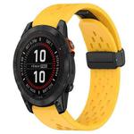 For Garmin Fenix 7S Pro 42mm 20mm Folding Buckle Hole Silicone Watch Band(Yellow)