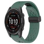 For Garmin Epix Pro 42mm 20mm Folding Buckle Hole Silicone Watch Band(Dark Green)