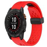 For Garmin Fenix 7S 20mm Folding Buckle Hole Silicone Watch Band(Red)