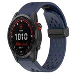 For Garmin Fenix 7S Solar 20mm Folding Buckle Hole Silicone Watch Band(Midnight Blue)