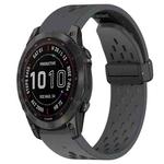 For Garmin Fenix 7S Sapphire Solar 20mm Folding Buckle Hole Silicone Watch Band(Dark Gray)