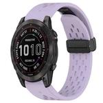 For Garmin Fenix 7S Sapphire Solar 20mm Folding Buckle Hole Silicone Watch Band(Purple)