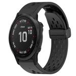 For Garmin Fenix 6S 20mm Folding Buckle Hole Silicone Watch Band(Black)