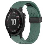 For Garmin Fenix 6S 20mm Folding Buckle Hole Silicone Watch Band(Dark Green)