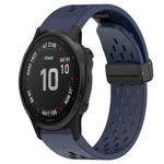 For Garmin Fenix 6S 20mm Folding Buckle Hole Silicone Watch Band(Midnight Blue)