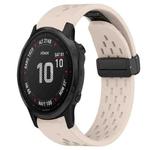 For Garmin Fenix 6S 20mm Folding Buckle Hole Silicone Watch Band(Starlight Color)