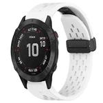 For Garmin Fenix 6S Pro 20mm Folding Buckle Hole Silicone Watch Band(White)