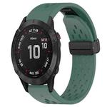 For Garmin Fenix 6S Pro 20mm Folding Buckle Hole Silicone Watch Band(Dark Green)