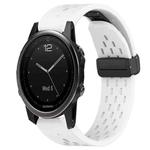 For Garmin Fenix 5S 20mm Folding Buckle Hole Silicone Watch Band(White)