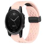 For Garmin Fenix 5S 20mm Folding Buckle Hole Silicone Watch Band(Pink)