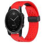 For Garmin Fenix 5S Plus 20mm Folding Buckle Hole Silicone Watch Band(Red)