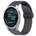 For Garmin Fenix 8 AMOLED 43mm Hole Folding Buckle 20mm Silicone Watch Band(Dark Gray)