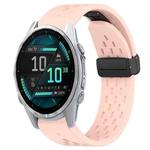 For Garmin Fenix 8 AMOLED 43mm Hole Folding Buckle 20mm Silicone Watch Band(Pink)