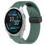 For Garmin Fenix 8 AMOLED 43mm Hole Folding Buckle 20mm Silicone Watch Band(Dark Green)