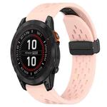 For Garmin Fenix 7 Pro 47mm 22mm Folding Buckle Hole Silicone Watch Band(Pink)