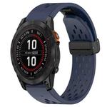 For Garmin Fenix 7 Pro 47mm 22mm Folding Buckle Hole Silicone Watch Band(Midnight Blue)