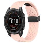 For Garmin Epix Pro 47mm 22mm Folding Buckle Hole Silicone Watch Band(Pink)