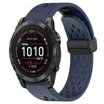 For Garmin Epix Pro 47mm 22mm Folding Buckle Hole Silicone Watch Band(Midnight Blue)