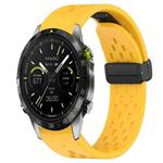 For Garmin MARQ Athlete Gen 2 Hole Folding Buckle 22mm Silicone Watch Band(Yellow)