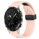 For Garmin MARQ Athlete Gen 2 Hole Folding Buckle 22mm Silicone Watch Band(Pink)