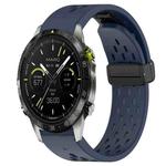 For Garmin MARQ Athlete Gen 2 22mm Folding Buckle Hole Silicone Watch Band(Midnight Blue)