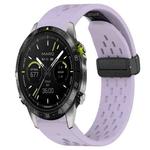 For Garmin MARQ Athlete Gen 2 22mm Folding Buckle Hole Silicone Watch Band(Purple)