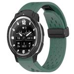 For Garmin Instinct Crossover 22mm Folding Buckle Hole Silicone Watch Band(Dark Green)